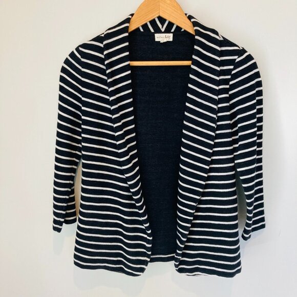 Maison Jules Sao Paulo Black White Stripe Stretch Blazer - Picture 1 of 5